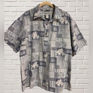 Made in Hawaii Bishop St. Blue & White Hawaiian Aloha Shirt –Size (Est. L/XL)